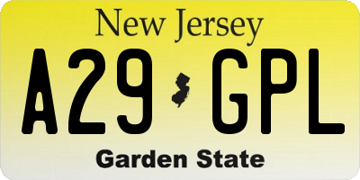 NJ license plate A29GPL