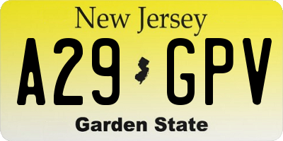 NJ license plate A29GPV