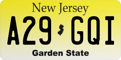 NJ license plate A29GQI