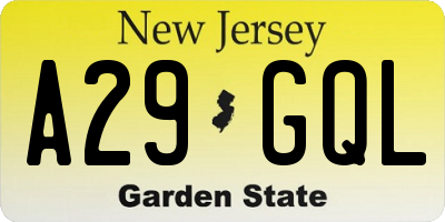 NJ license plate A29GQL