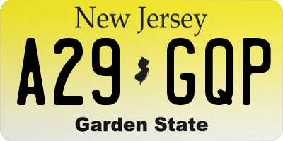 NJ license plate A29GQP