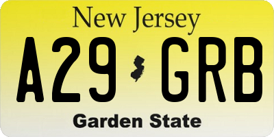 NJ license plate A29GRB