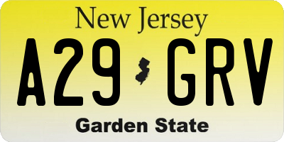 NJ license plate A29GRV