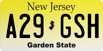 NJ license plate A29GSH