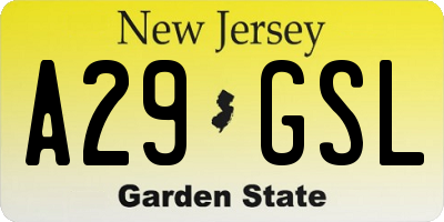 NJ license plate A29GSL