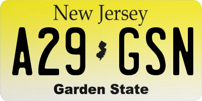 NJ license plate A29GSN