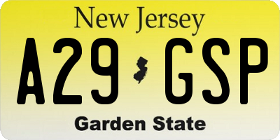 NJ license plate A29GSP