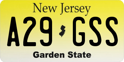 NJ license plate A29GSS