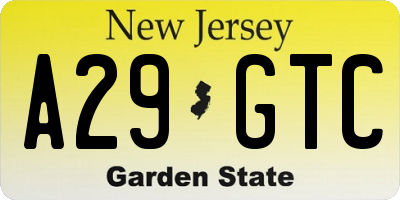 NJ license plate A29GTC