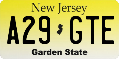 NJ license plate A29GTE