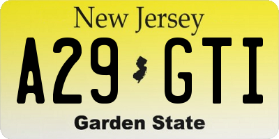 NJ license plate A29GTI
