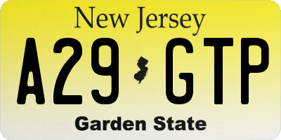 NJ license plate A29GTP
