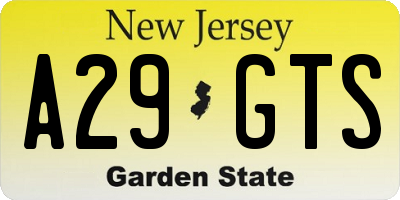 NJ license plate A29GTS