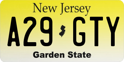 NJ license plate A29GTY