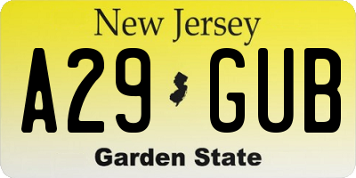 NJ license plate A29GUB
