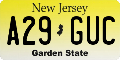 NJ license plate A29GUC