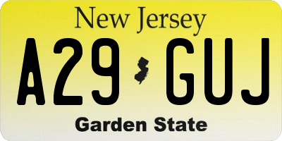 NJ license plate A29GUJ