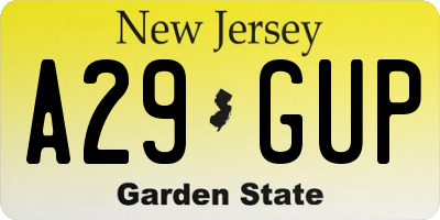 NJ license plate A29GUP