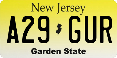 NJ license plate A29GUR