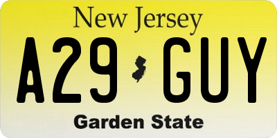 NJ license plate A29GUY