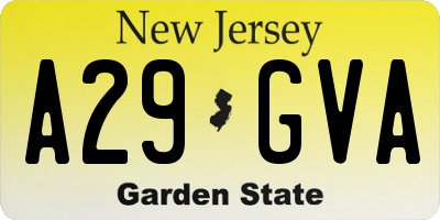 NJ license plate A29GVA