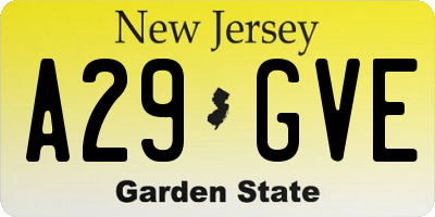 NJ license plate A29GVE