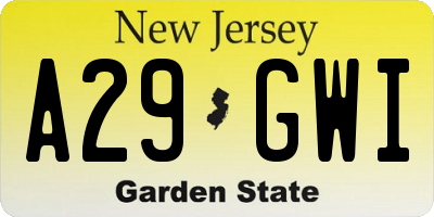 NJ license plate A29GWI