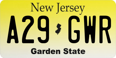 NJ license plate A29GWR