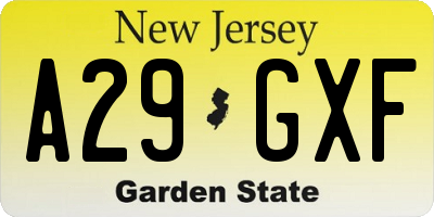 NJ license plate A29GXF