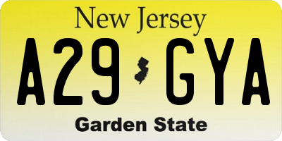 NJ license plate A29GYA