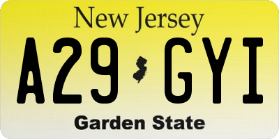 NJ license plate A29GYI