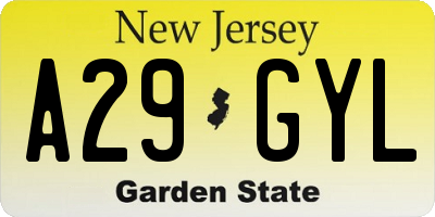 NJ license plate A29GYL