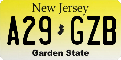 NJ license plate A29GZB