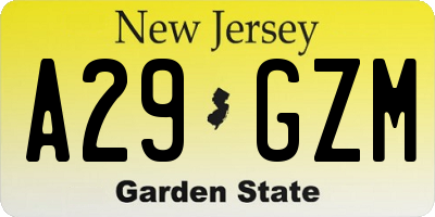 NJ license plate A29GZM