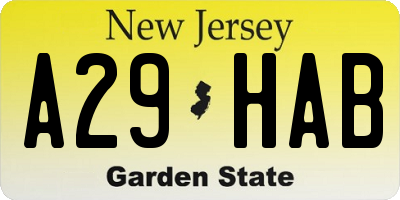 NJ license plate A29HAB