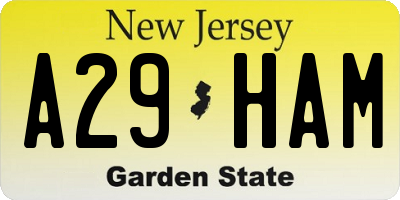 NJ license plate A29HAM