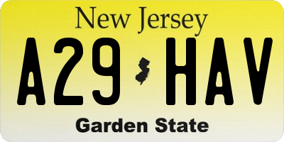 NJ license plate A29HAV
