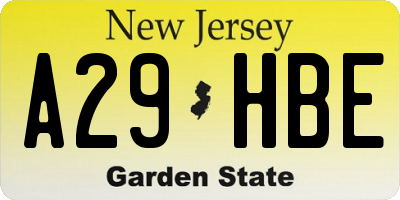 NJ license plate A29HBE