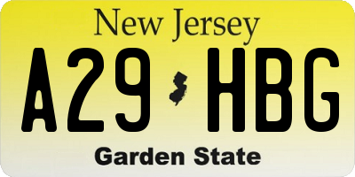 NJ license plate A29HBG