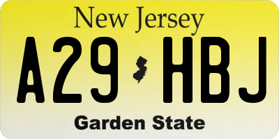 NJ license plate A29HBJ
