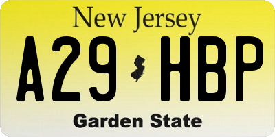 NJ license plate A29HBP