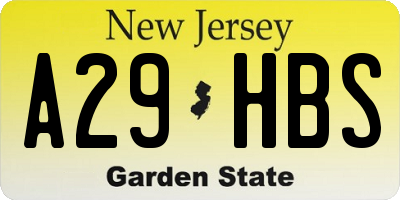 NJ license plate A29HBS