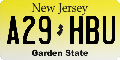 NJ license plate A29HBU