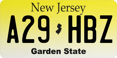 NJ license plate A29HBZ