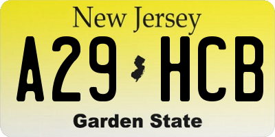 NJ license plate A29HCB