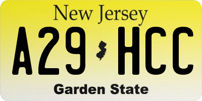NJ license plate A29HCC