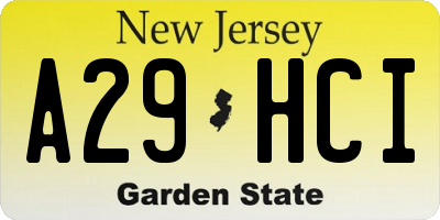 NJ license plate A29HCI