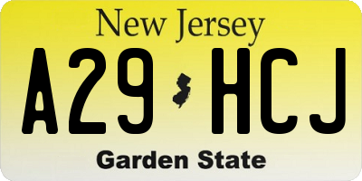 NJ license plate A29HCJ
