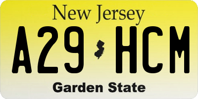 NJ license plate A29HCM