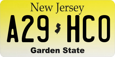 NJ license plate A29HCO